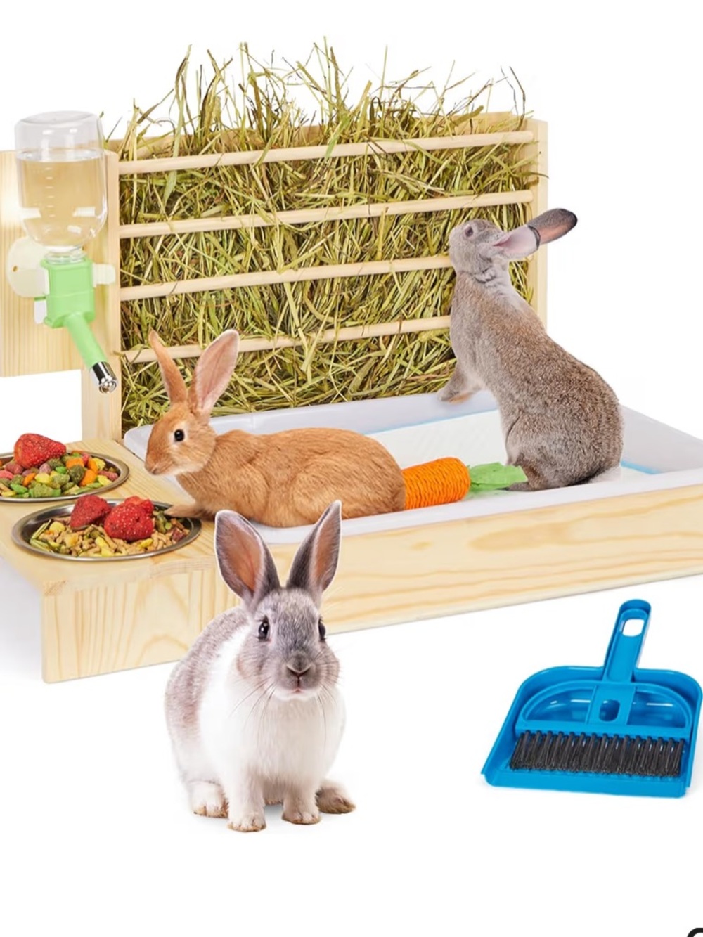 Small Pet Wooden Hay Rack & Feeding Natural Wood Station Guinea Pig Rabbit